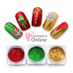 Pigment glitter culorile, set 3 nuante + 3 Aplicatoare NADP016LL